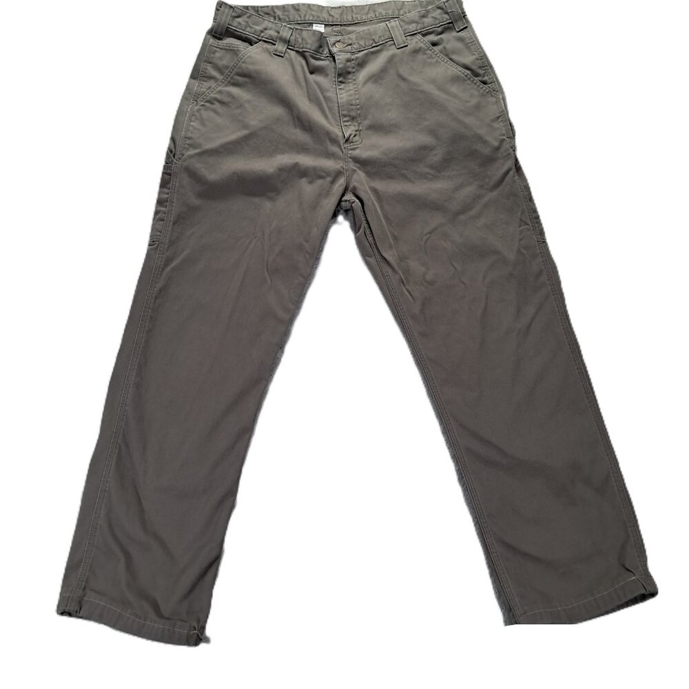 Carhartt B324 Carpenter Pant Men 37x30 Hemmed, Tag 38x34 Green Relaxed Straight